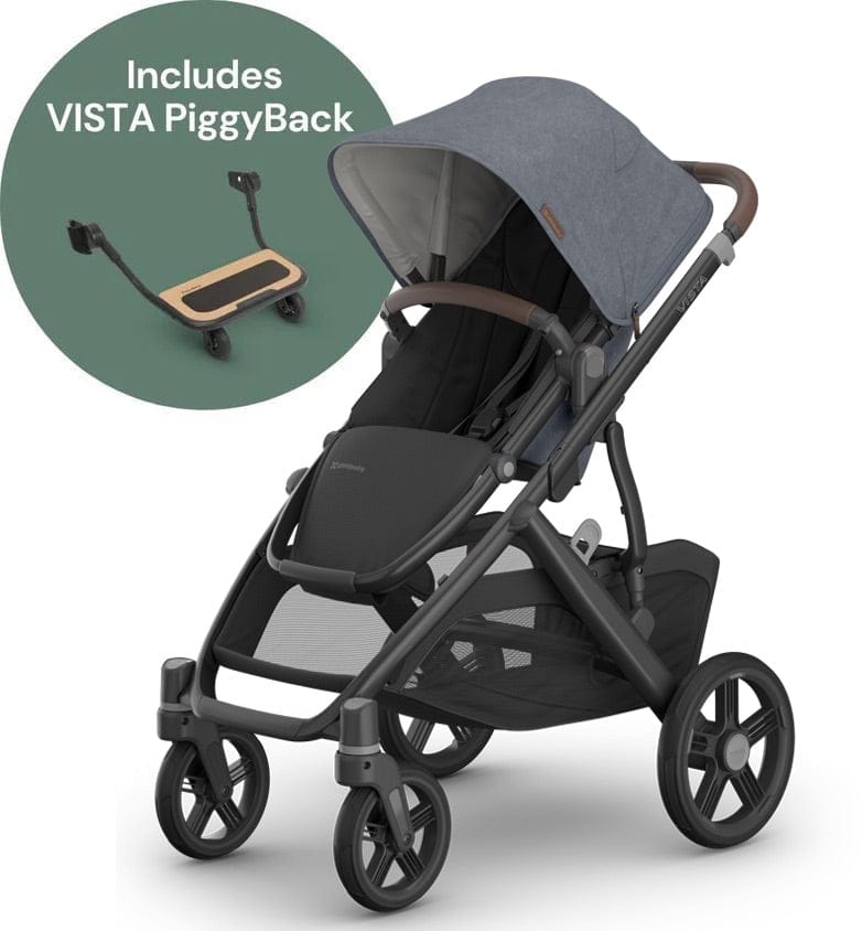 UPPAbaby Vista V3 Single-to-Double Stroller + PiggyBack Ride-Along Bundle - Julian - 0303-VSO-NA-JUL-0217