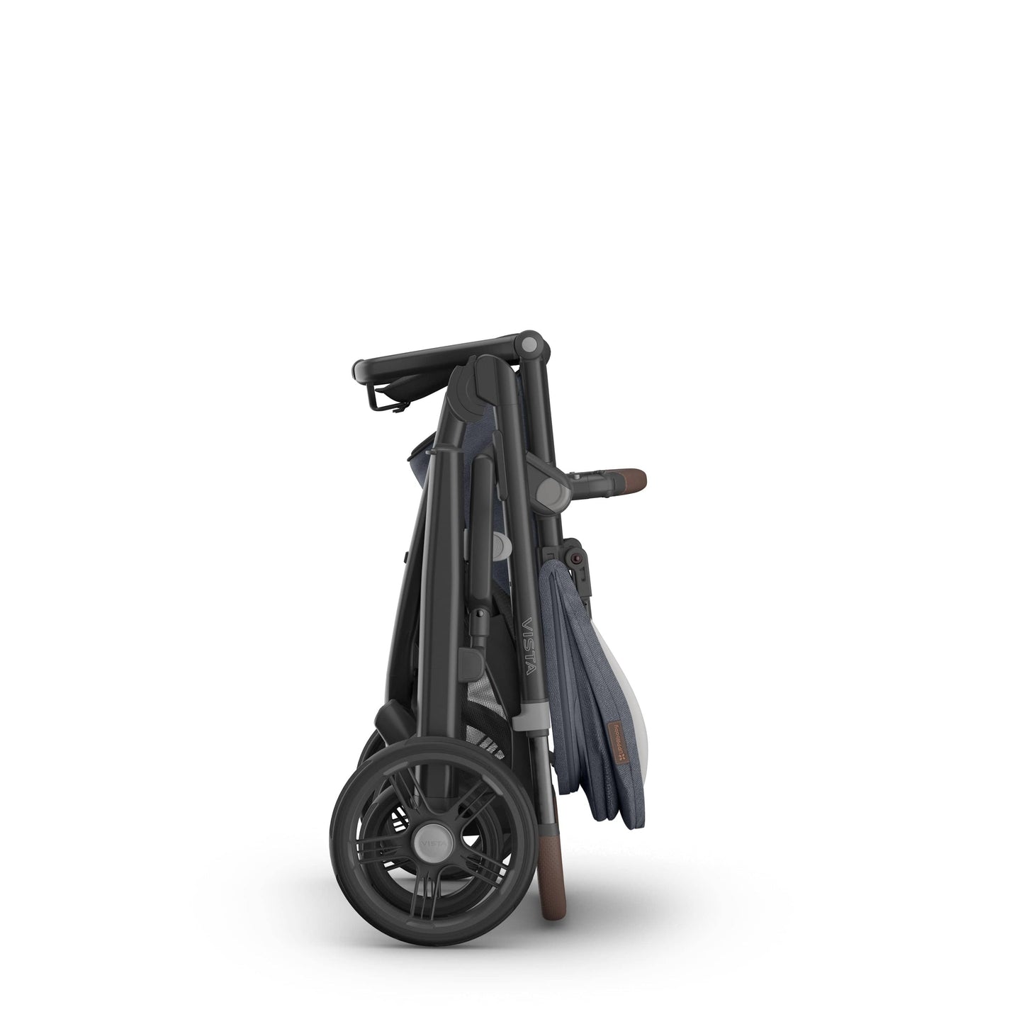 UPPAbaby Vista V3 Single-to-Double Stroller - Julian (Dusty Blue Melange / Carbon Frame / Chestnut Leather) - 0303-VSO-NA-JUL