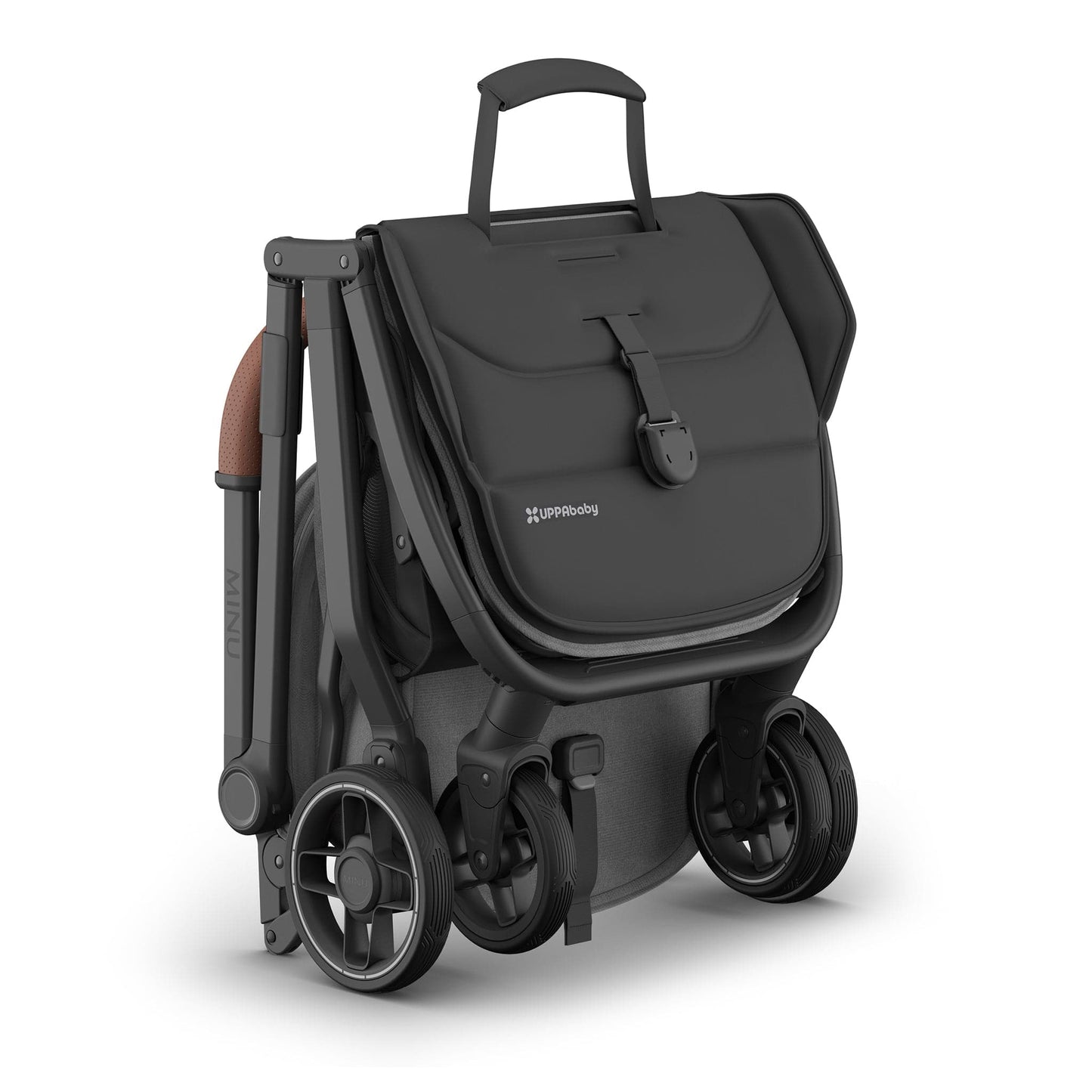 UPPAbaby Minu V3 Compact Stroller - Greyson (Charcoal Melange / Carbon Frame / Saddle Leather)