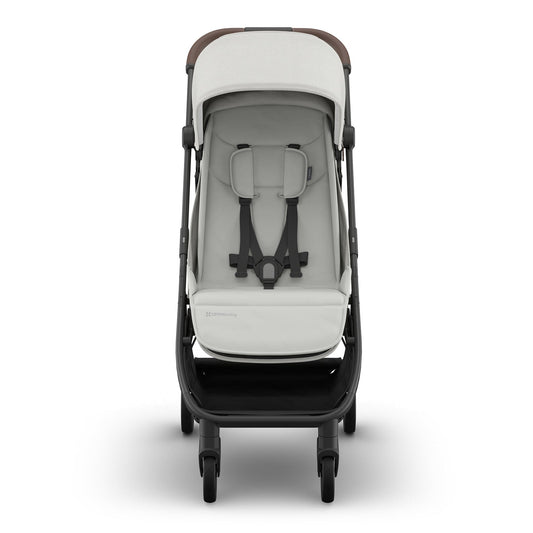 UPPAbaby Minu V3 Compact Stroller - Savannah (Pearl Gray Melange / Carbon Frame / Chestnut Leather)
