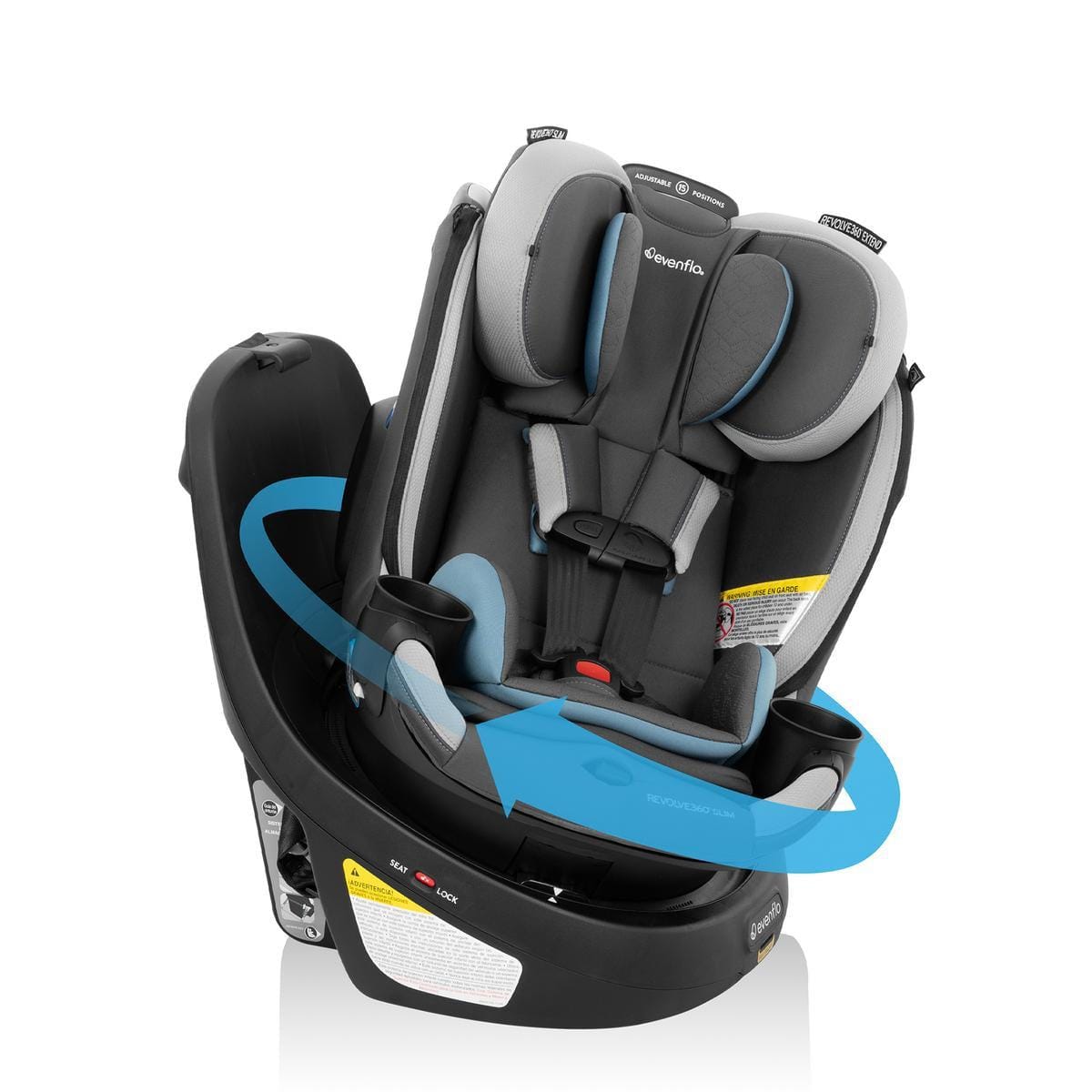 Evenflo OPEN BOX Revolve360 Slim 2-in-1 Rotational Convertible Car Seat with Quick Clean Cover - Stow Blue - CS260112468-OB