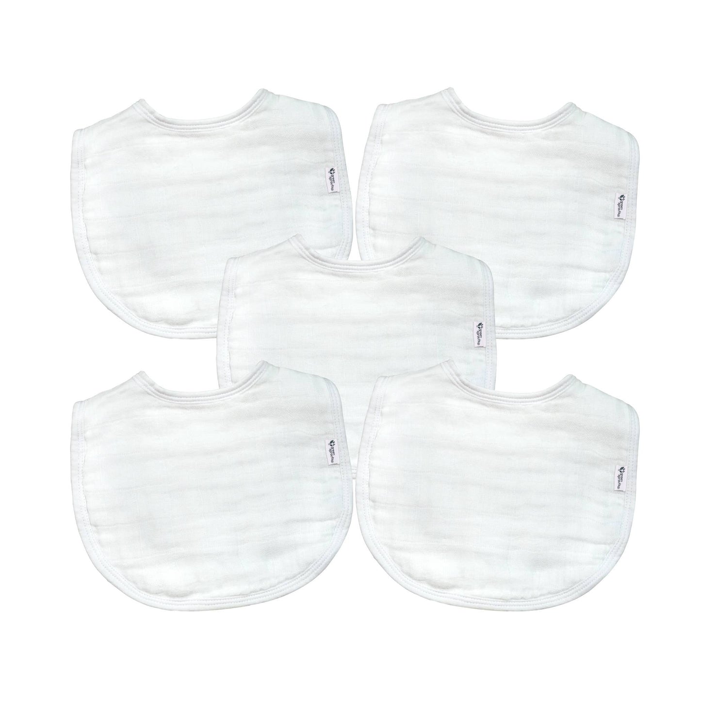 Green Sprouts Organic Cotton Muslin Bibs 5-Pack - White Set
