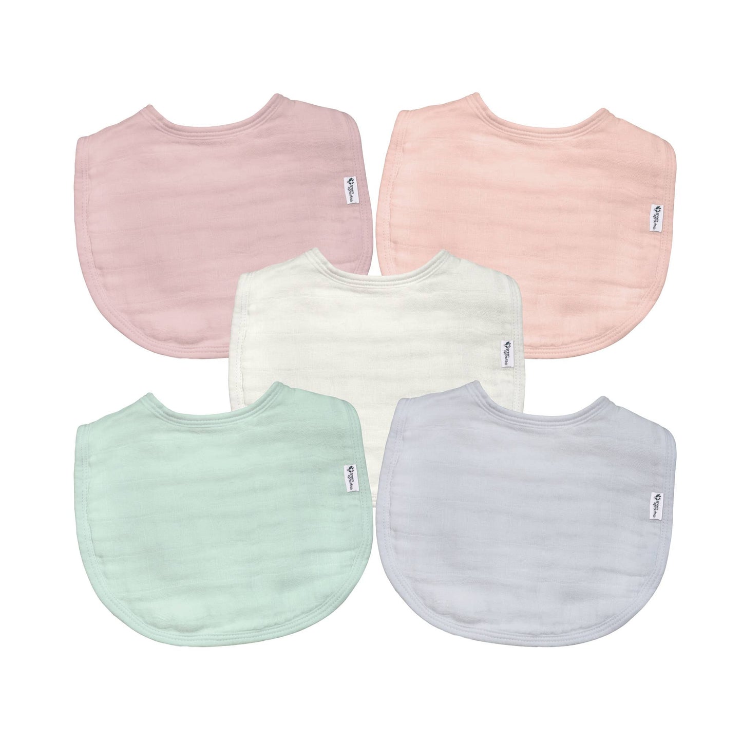 Green Sprouts Organic Cotton Muslin Bibs 5-Pack - Rose Set