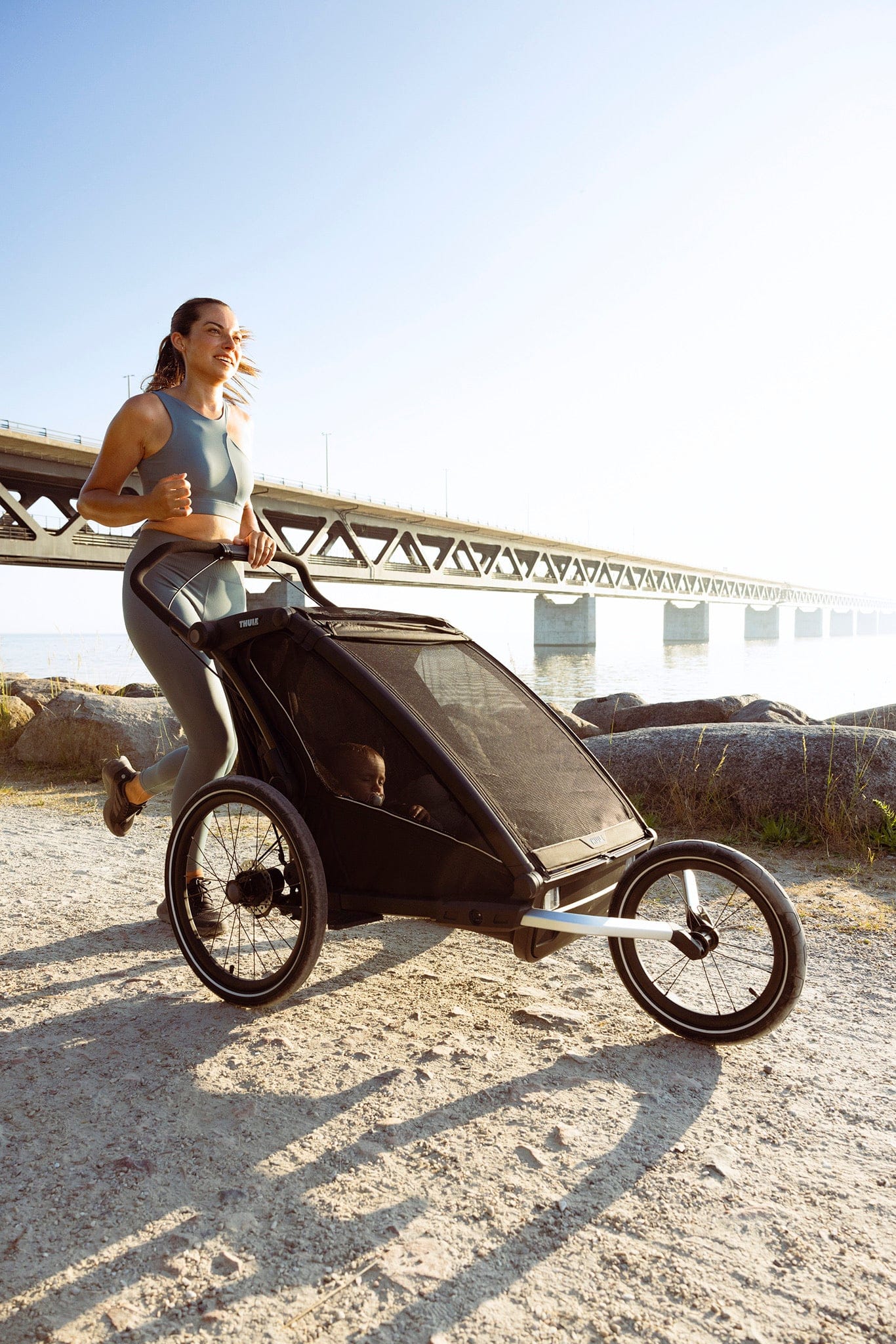 Thule Chariot Sport 2 Double Multisport Bike Trailer + Stroller + Jogging Kit Bundle - Black