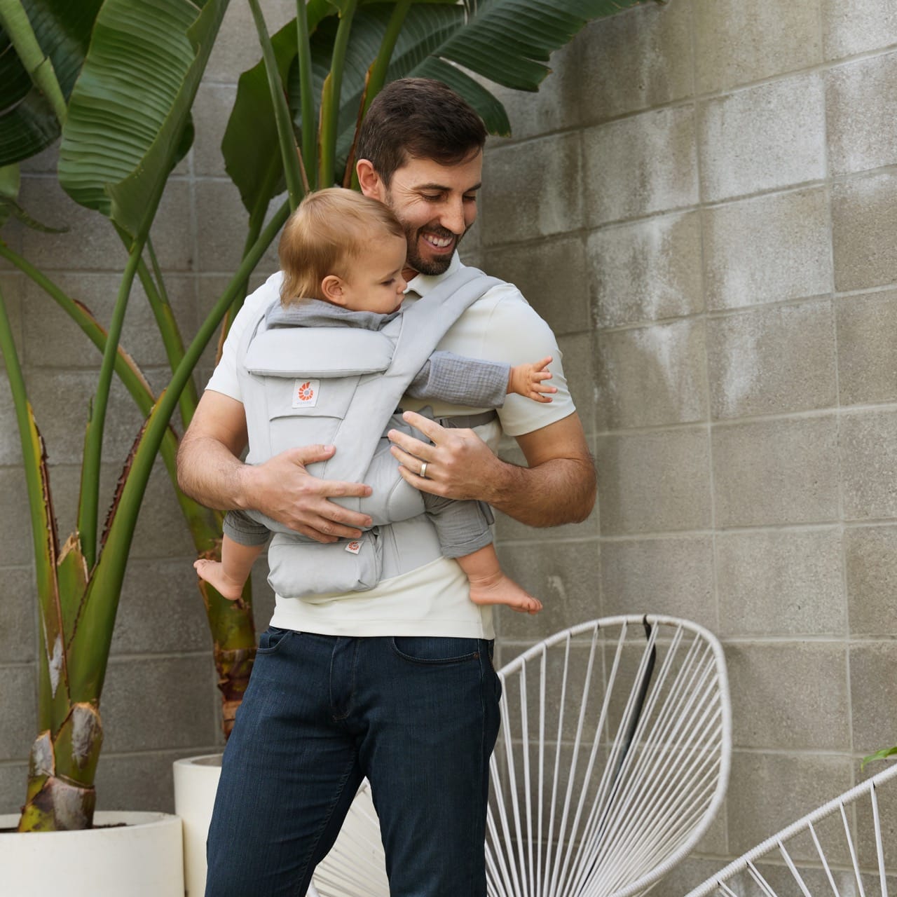 Ergobaby Omni Deluxe Baby Carrier, Cotton - Pearl Grey