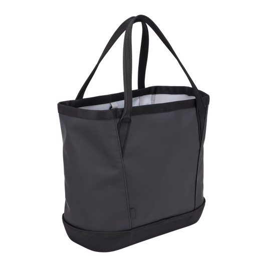 Black Thule Chasm Gear Tote 30L by Thule, durable nylon tote with front zip pocket and reinforced base, front view