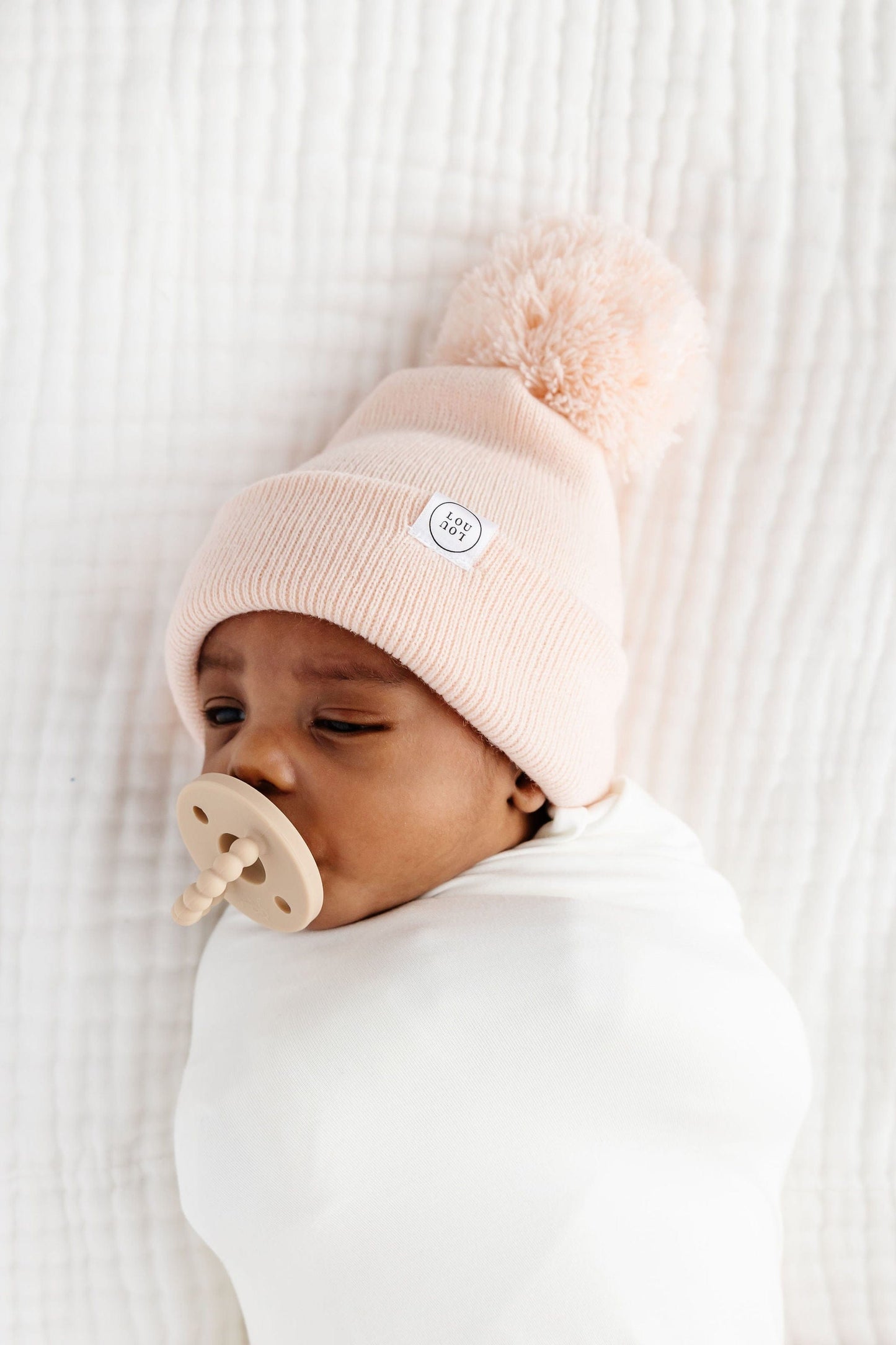 Lou Lou & Company Beanie with Pom - Blush Pink, Infant (0-6 MO)