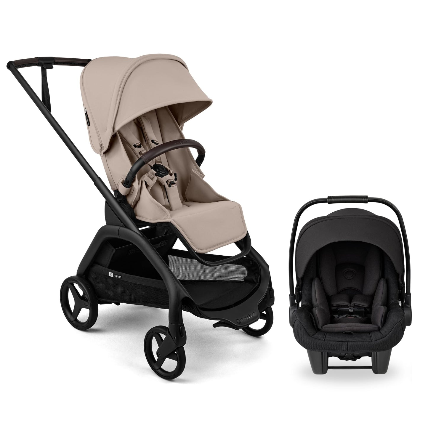 Bugaboo Dragonfly Plus Seat Complete Stroller + Turtle Air Shield Travel System Bundle - Black / Desert Taupe / Black