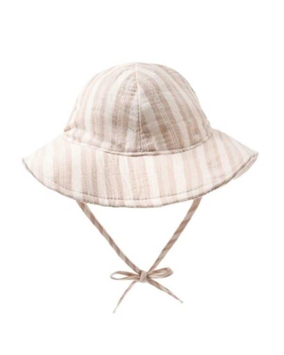 Quincy Mae Sun Hat Retro Oat Stripe - Oat, 12-24M