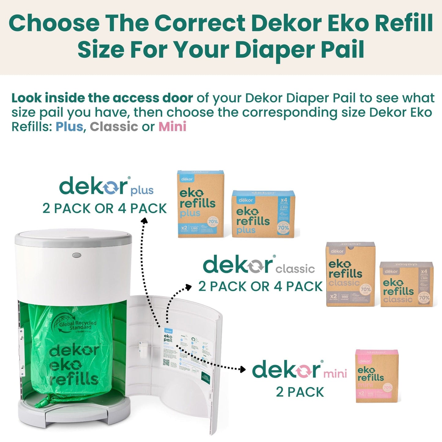 Dekor Eko Classic Diaper Pail - Gray - 2-11226