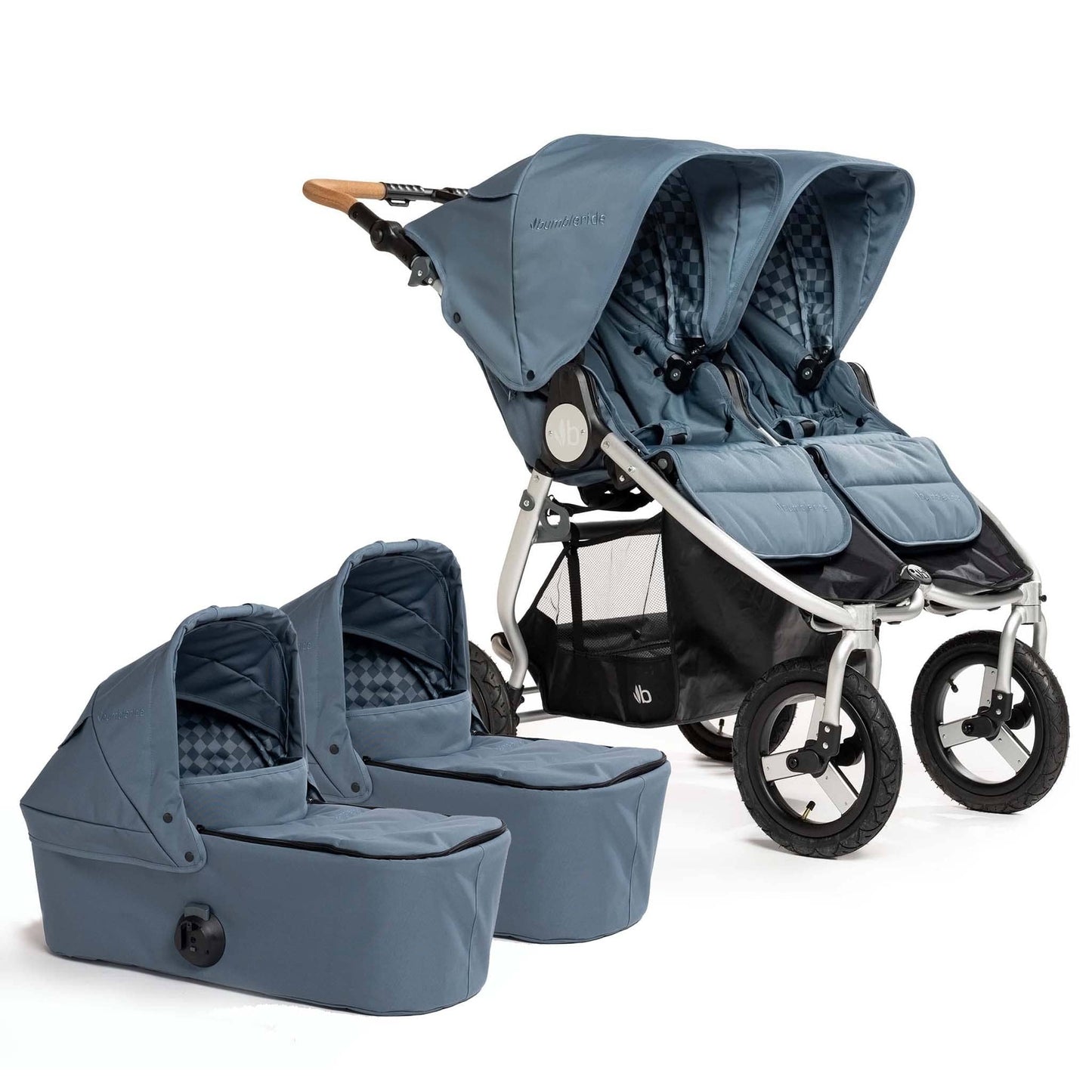 Bumbleride Indie Twin Double Stroller + 2 Bassinet Bundle - Ocean / Ocean - 2-IT-985CN-BTN-82CN
