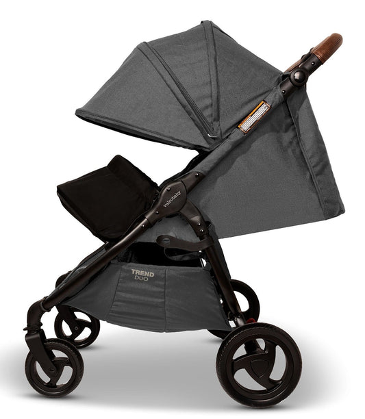 Valco Trend Duo Side by Side Double Stroller + Bassinet Bundle 2025 Charcoal / Charcoal - N9939-N9935