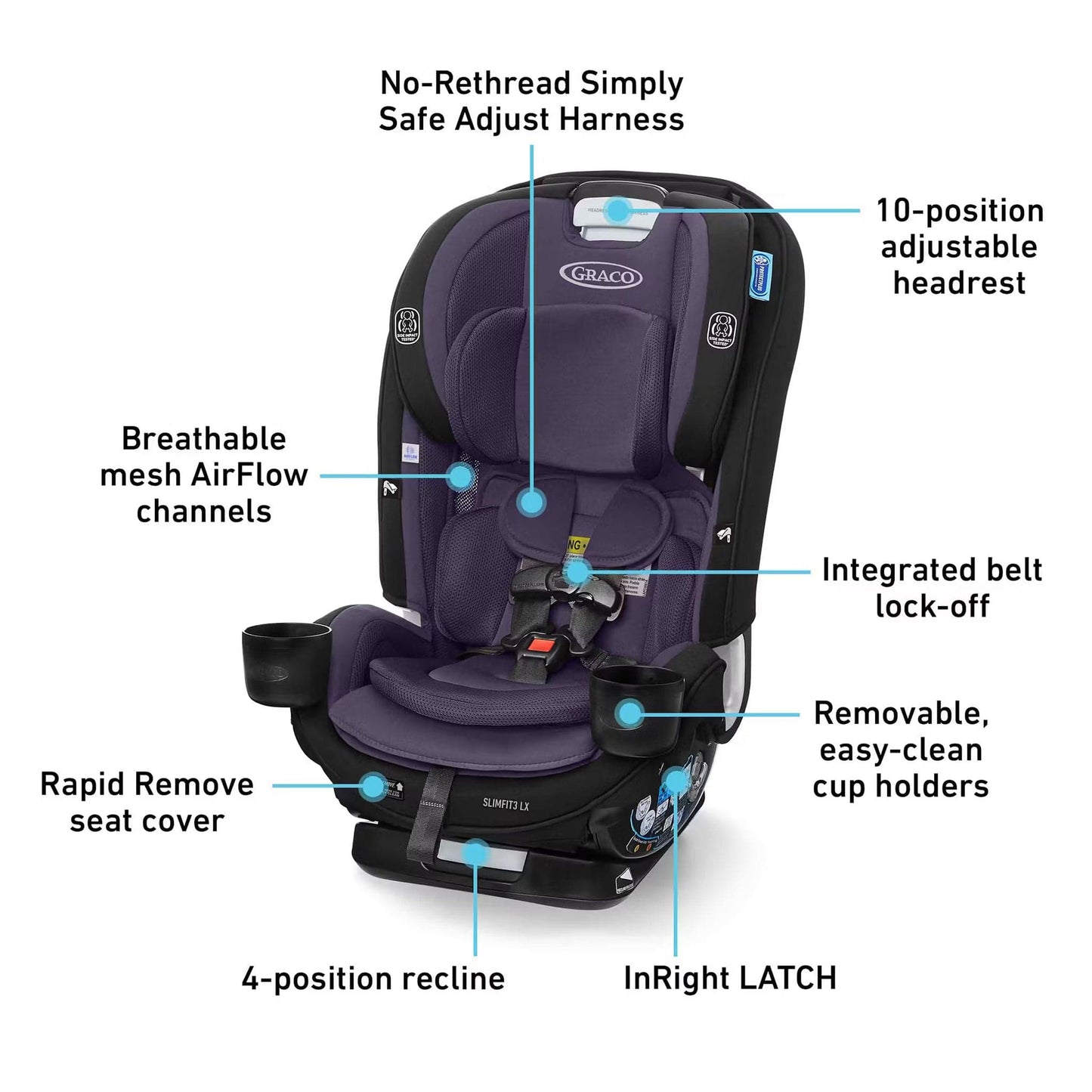 Graco SlimFit3 LX 3-in-1 Convertible Car Seat - Katrina - 2215326