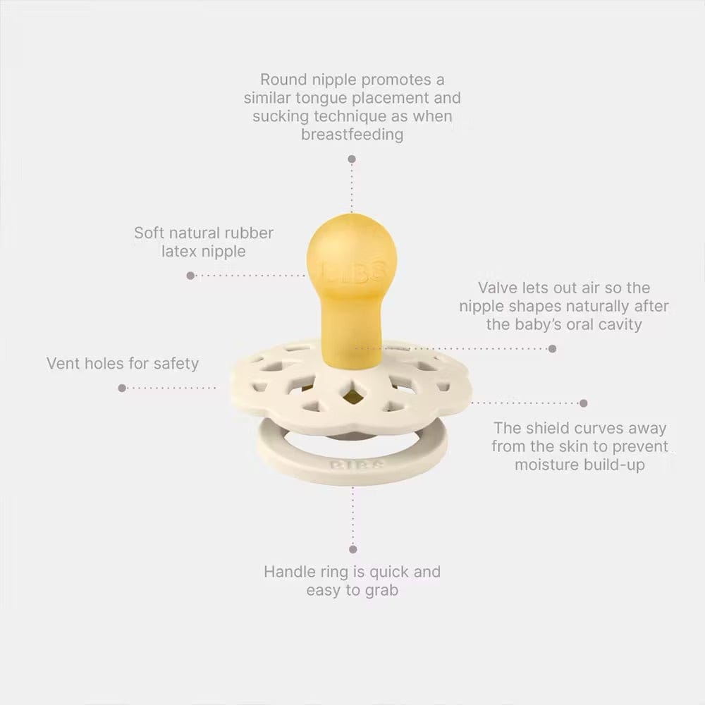 BIBS Boheme Pacifier, 4 Pack - Ivory/Blush/Blossom/Dusky Lilac - Size 2 (6+ m) - 240245