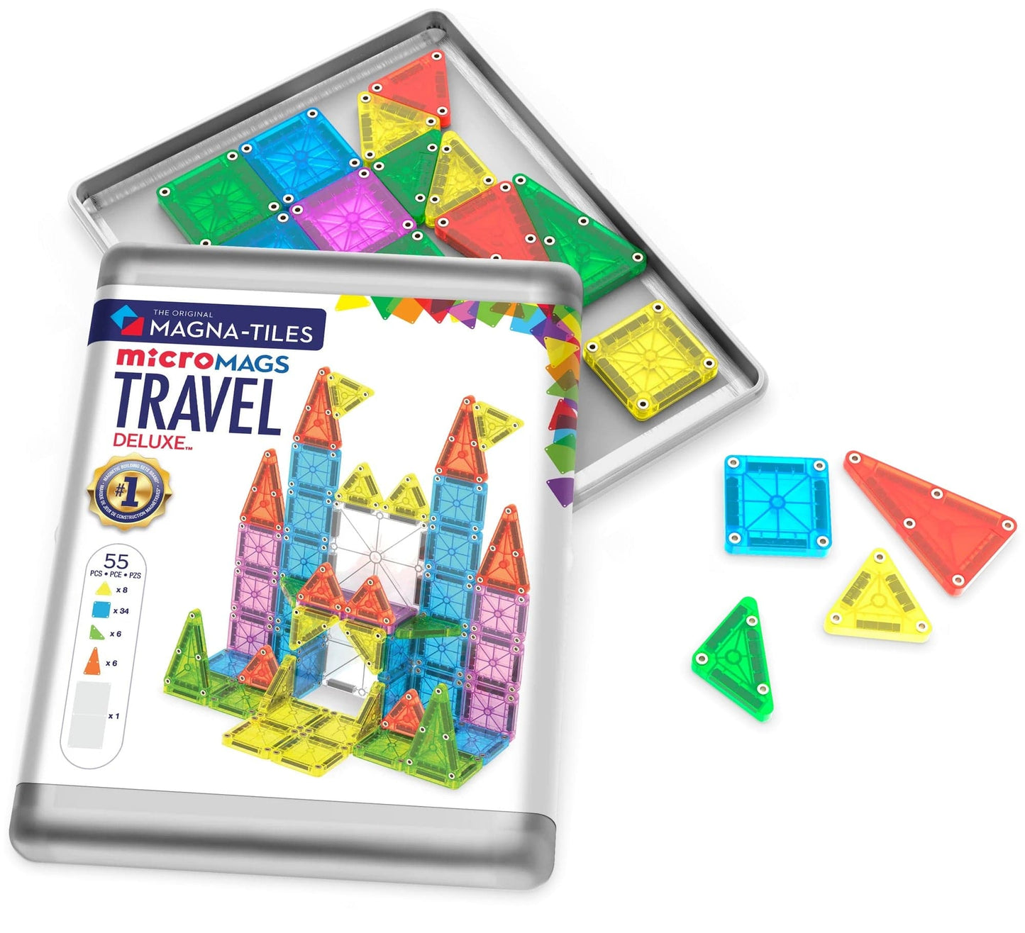 Magna-Tiles microMAGS Travel Deluxe, 55 Piece Set - 254055TS