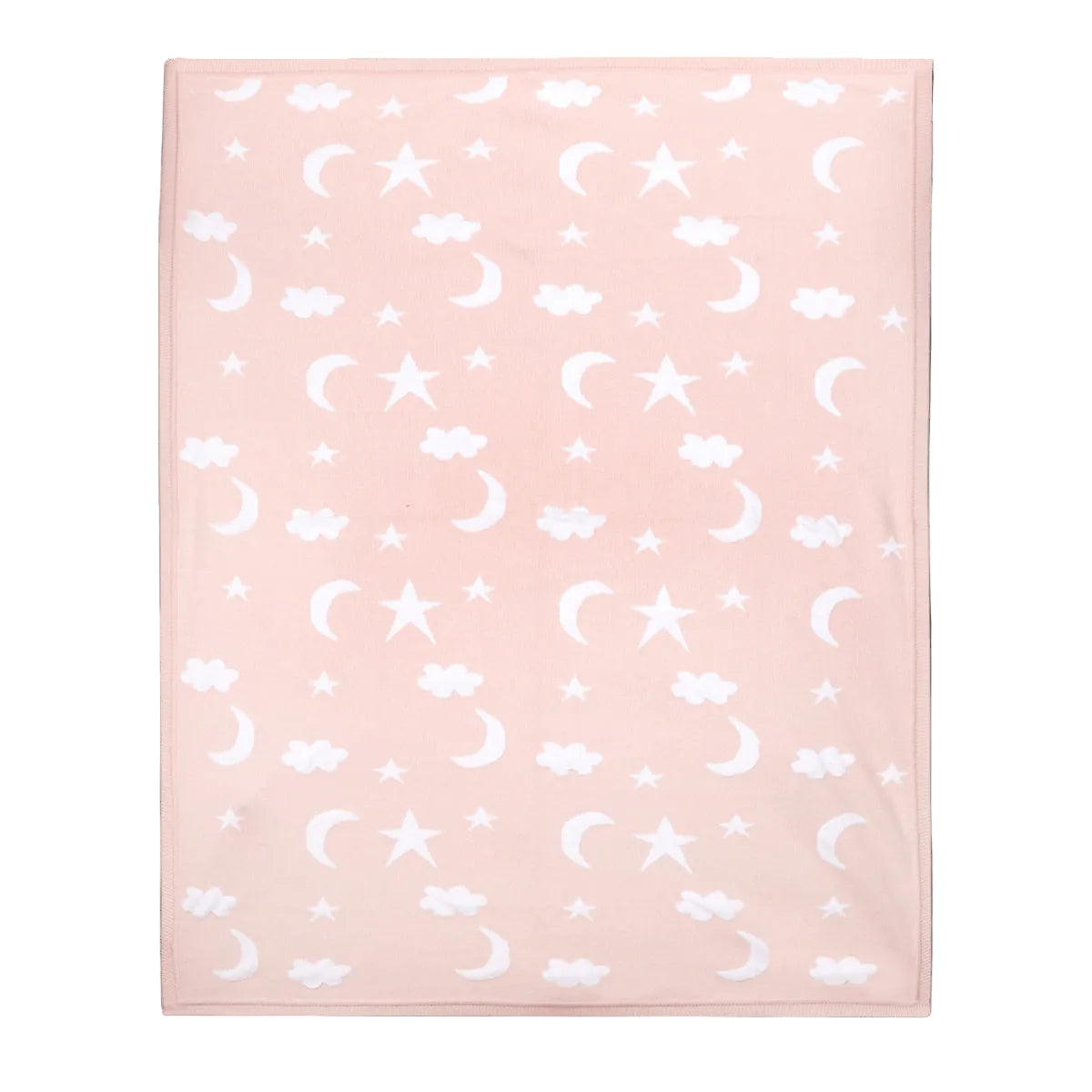 Viverano Organics Moon & Stars Dream Organic Baby Jacquard Knit Blanket - Baby Pink, One Size