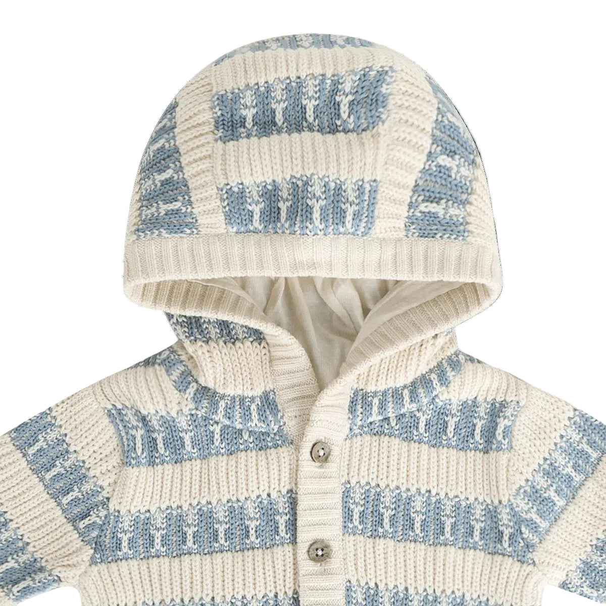 Viverano Organics Textured Knit Baby Hooded Jacket (Organic Cotton) - Mineral Blue, 6-12M