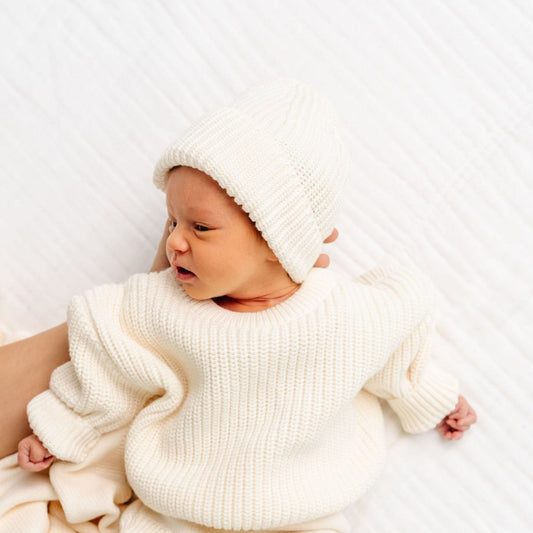 Lou Lou & Company Knit Beanie - Ivory, Infant
