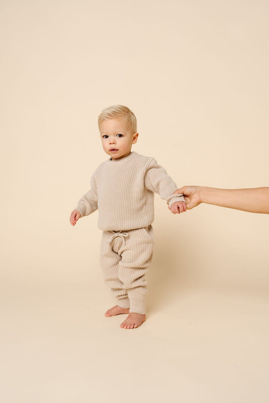 Lou Lou & Company Knit Jogger Pant - Tan, 6-12 Month