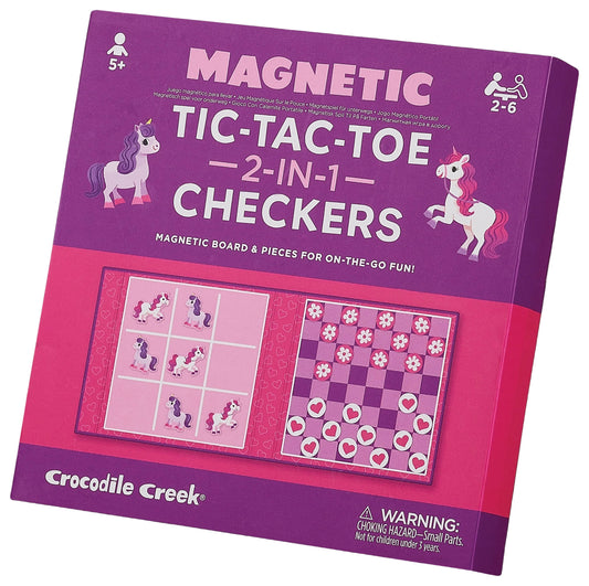 Crocodile Creek Magnetic Tic Tac Toe & Checkers - Unicorn