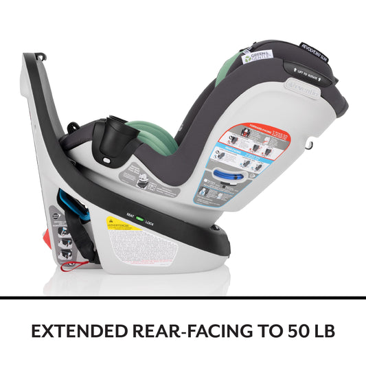 Evenflo GOLD SensorSafe Revolve 360 Slim 2-in-1 Rotational Convertible Car Seat with Green & Gentle Fabric - Peridot Green