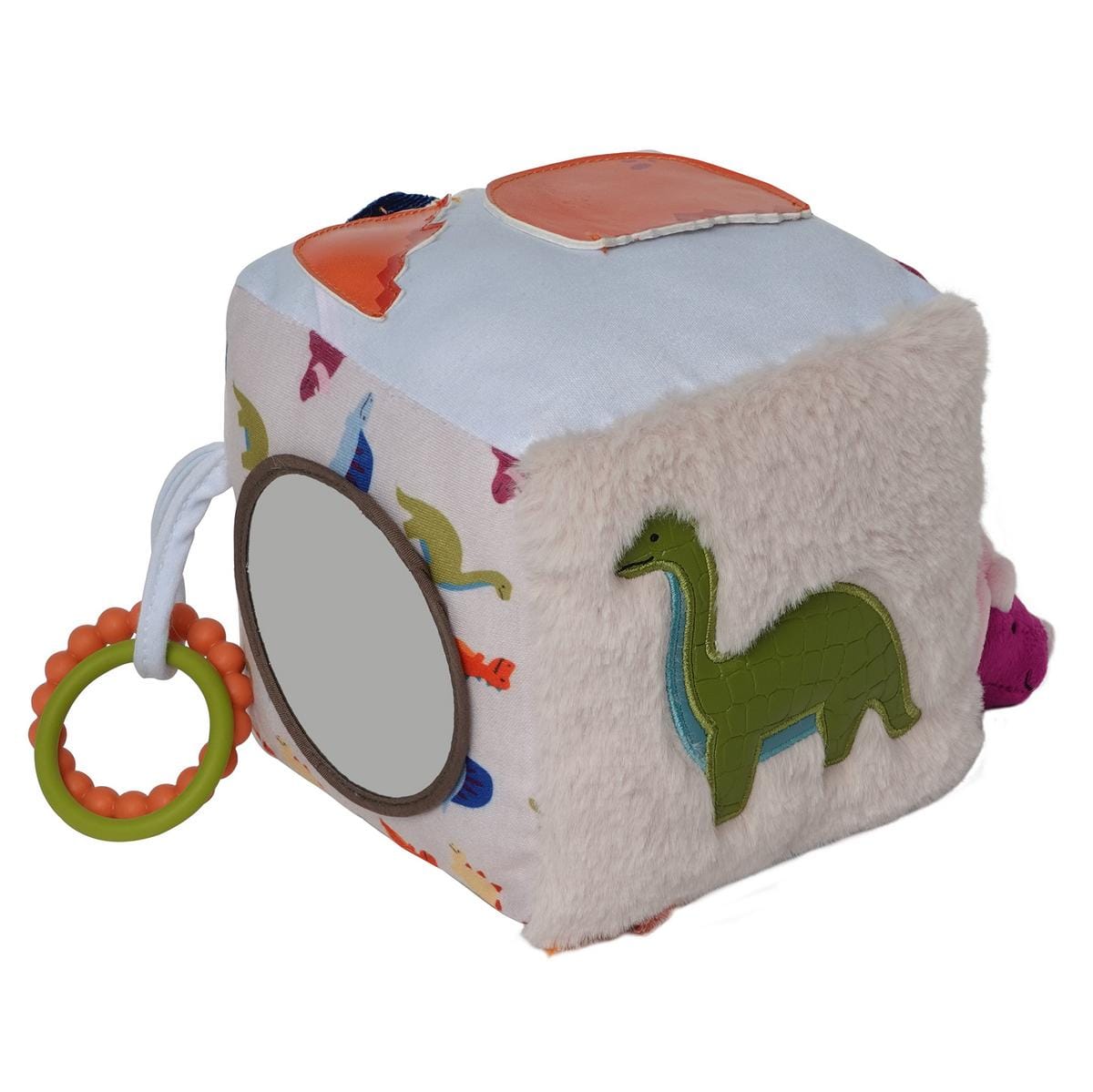 Little Big Friends dinosaur activity cube with mirror and textured fabric