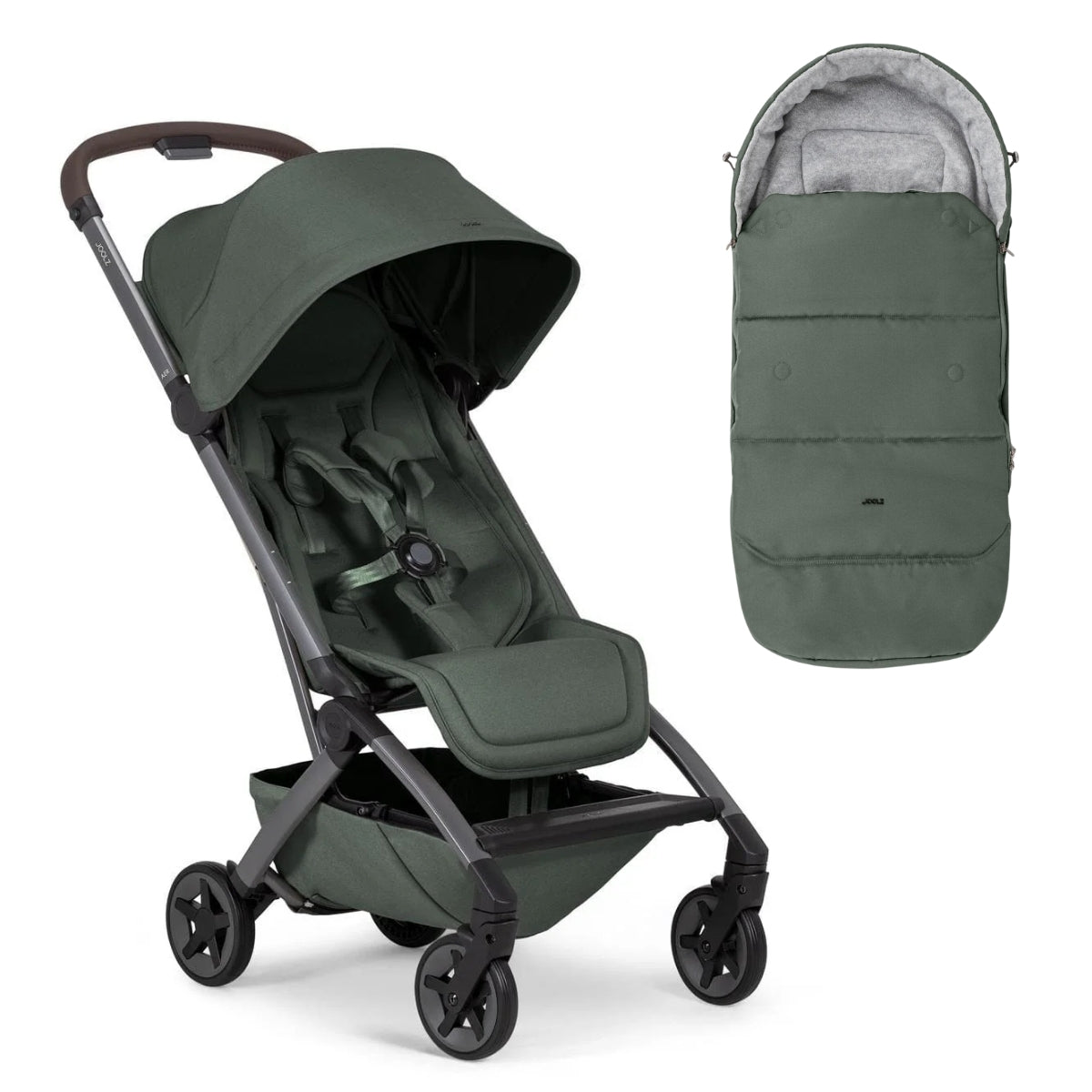 Joolz Aer2 Lightweight Compact Stroller + Footmuff Bundle - Forest Green