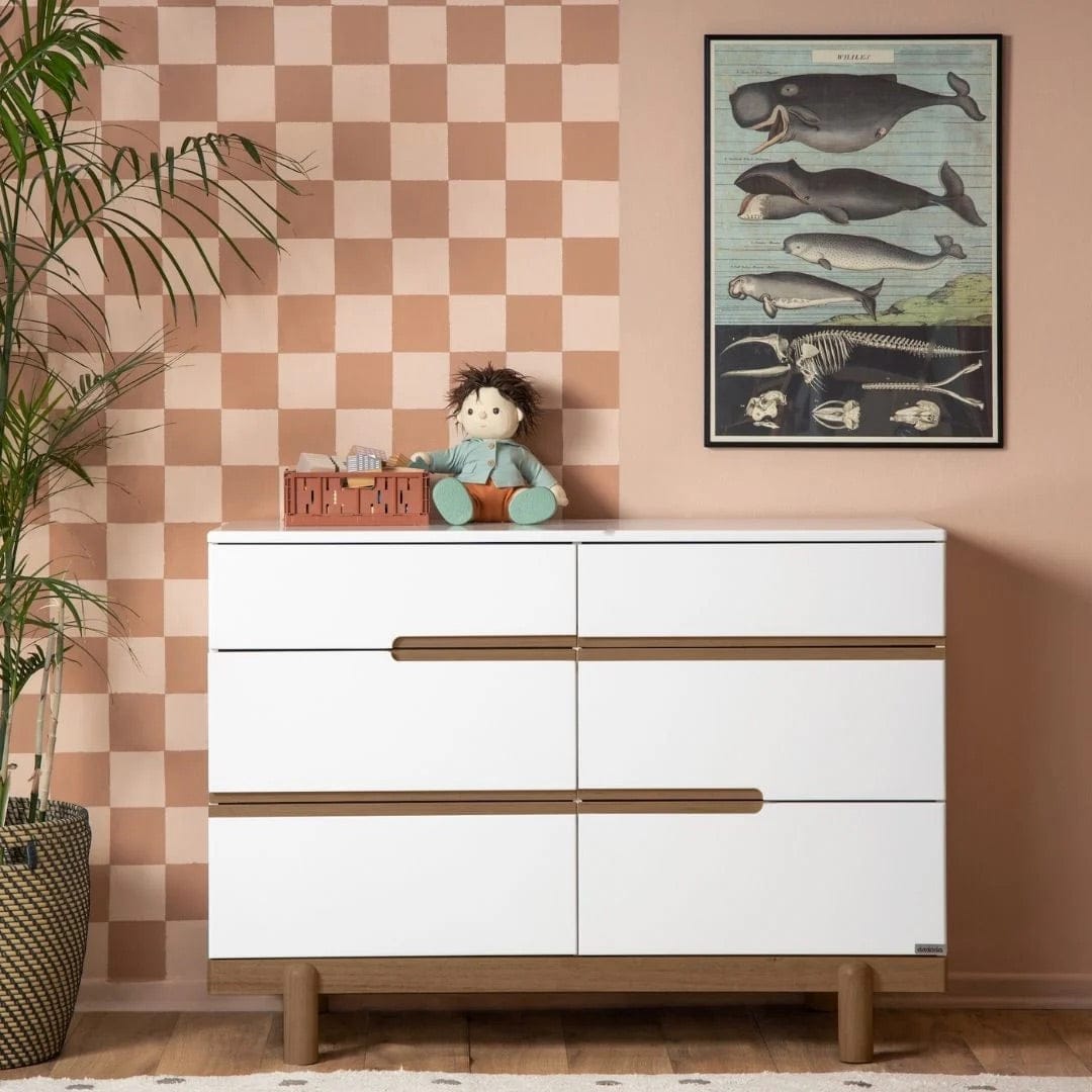 dadada Bliss 6-Drawer Dresser - White / Walnut - 46081-DA