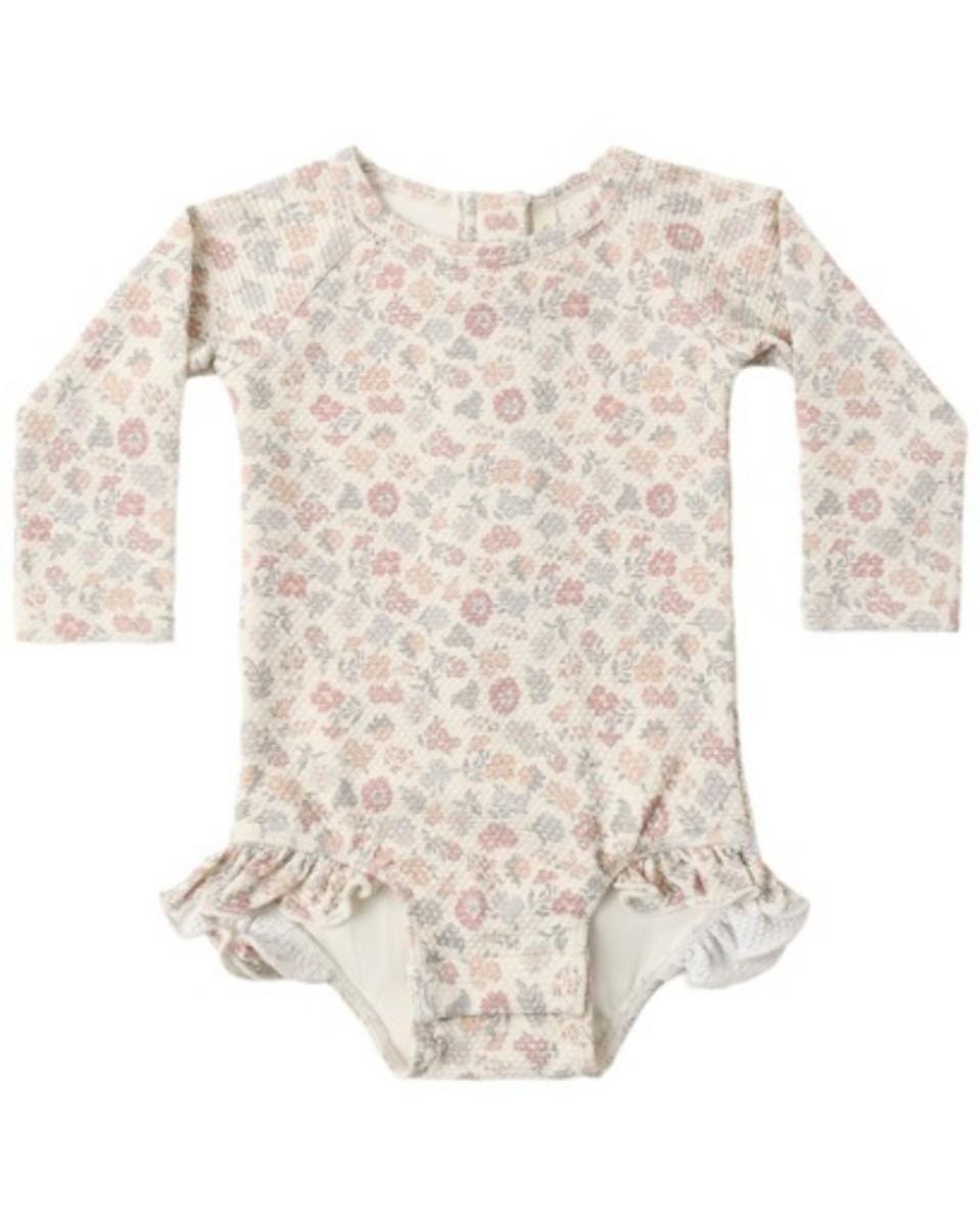 Quincy Mae Olivia Rashguard One-Piece Vintage Floral - Natural, 18-24M