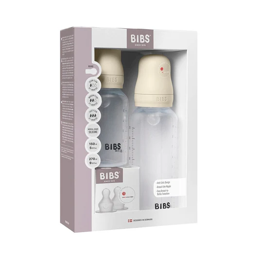 BIBS Baby BPA-Free PP Bottle Grow and Flow Set 5oz/9oz Silicone - Ivory - 50181216