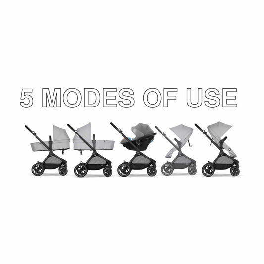 Cybex EOS 5-in-1 Travel System Stroller + Lightweight Aton G Infant Car Seat - Black / Lava Grey - 522005673