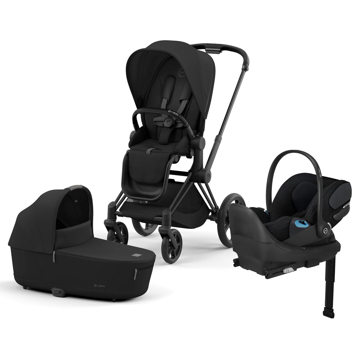 Cybex Priam 4 + Carry Cot + Cloud T Newborn Travel System Bundle - Matte Black / Sepia Black / Sepia Black