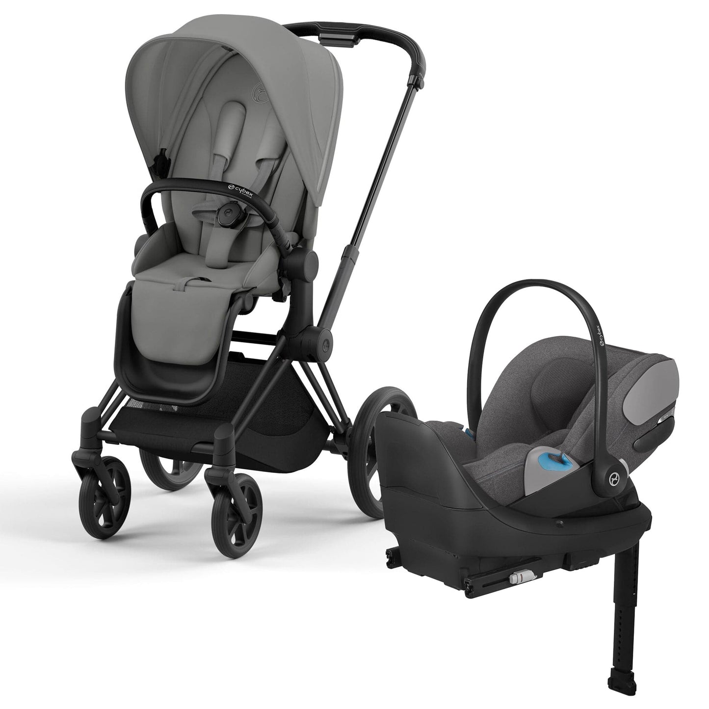Cybex Priam 4 + Cloud T Travel System Bundle - Matte Black / Mirage Grey / Mirage Grey