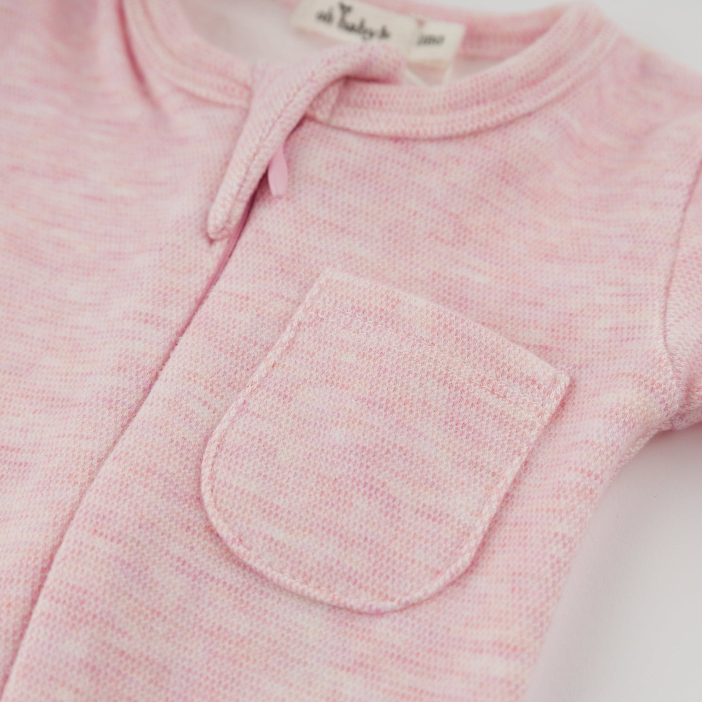 Oh Baby! Honeycomb Zipper Footie with Pocket - Pale Pink, 3M - Image 6