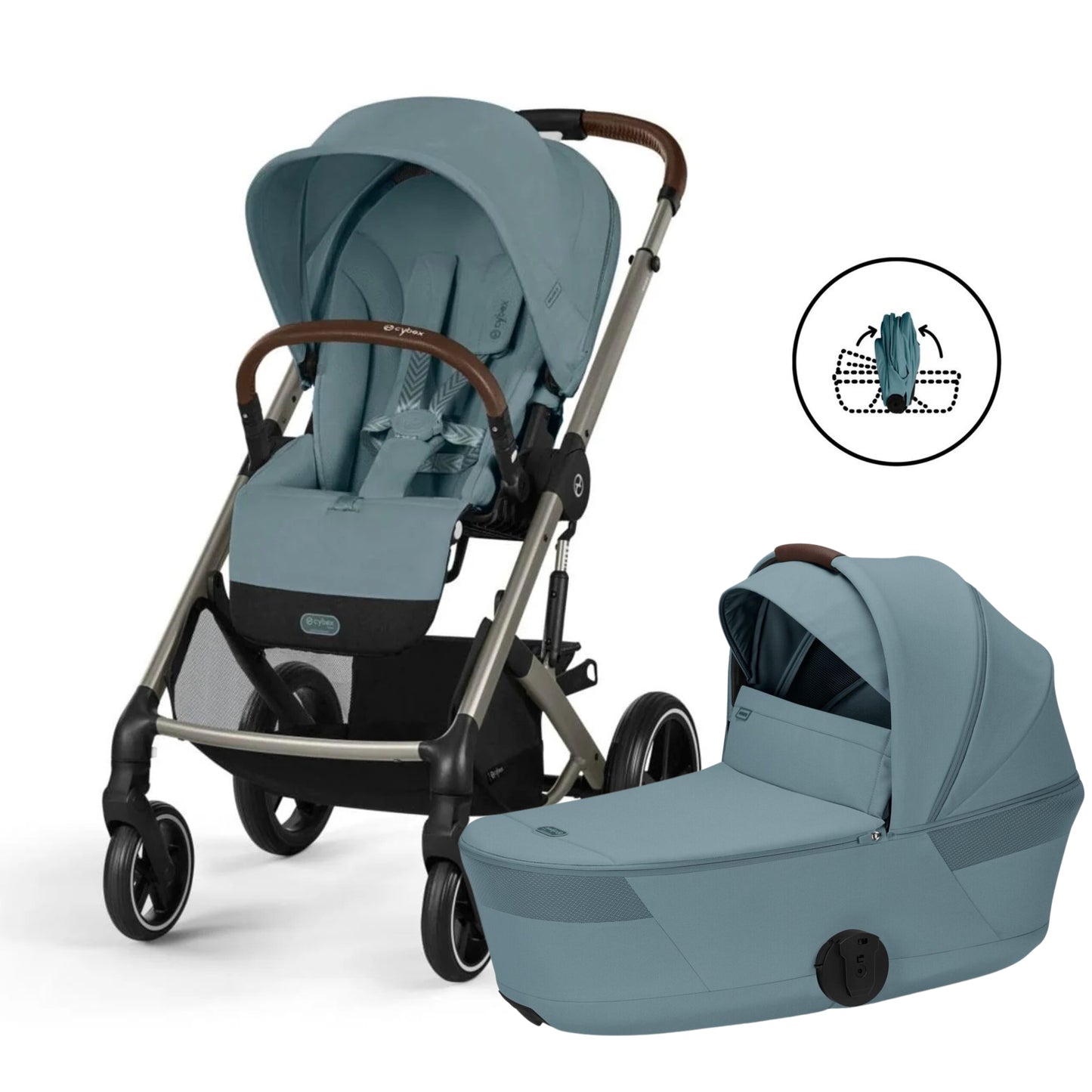 Cybex Balios S Lux Stroller + Fold Cot Bundle - Stormy Blue