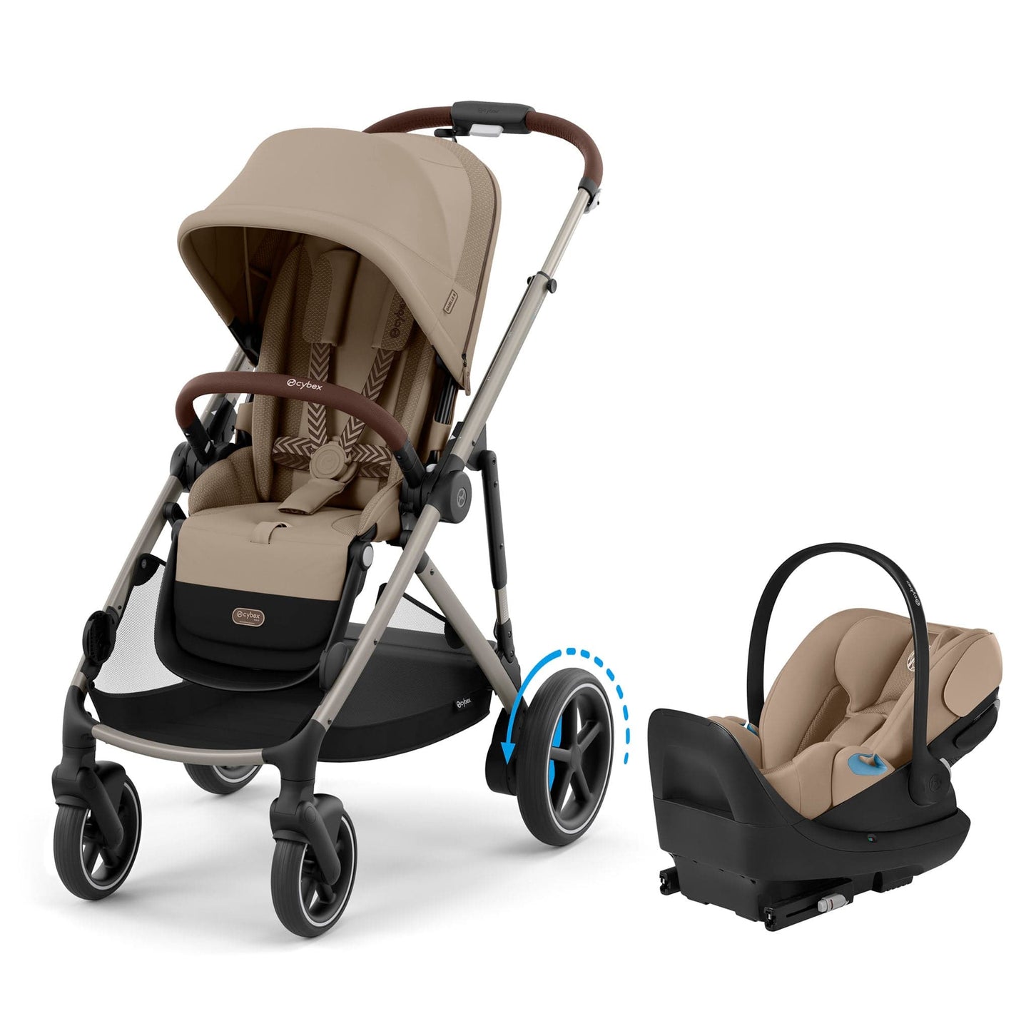 Cybex eGazelle S Stroller + Cloud G Pro Travel System Bundle - Taupe Frame / Almond Beige - 525001129