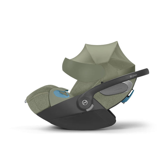 Cybex infant car seat in olive green with black handle and base