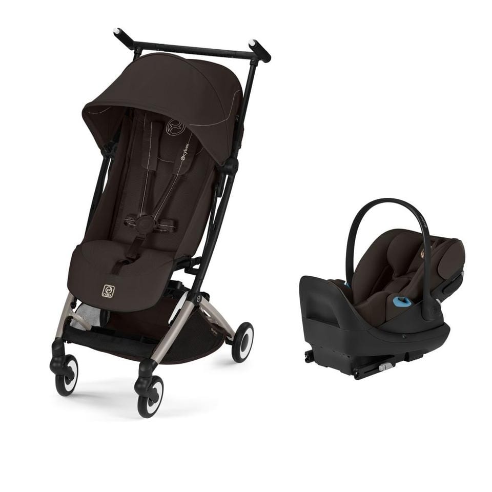 Cybex brown stroller and matching infant car seat