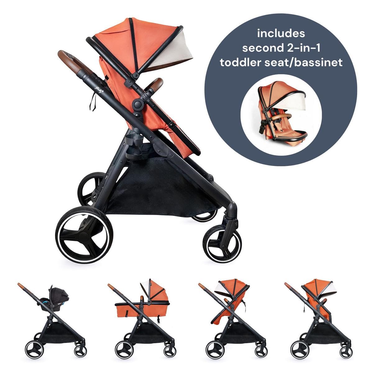 Gladly Family Piper Double Stroller Bundle - Sedona - DBL-PIP-STR-SED