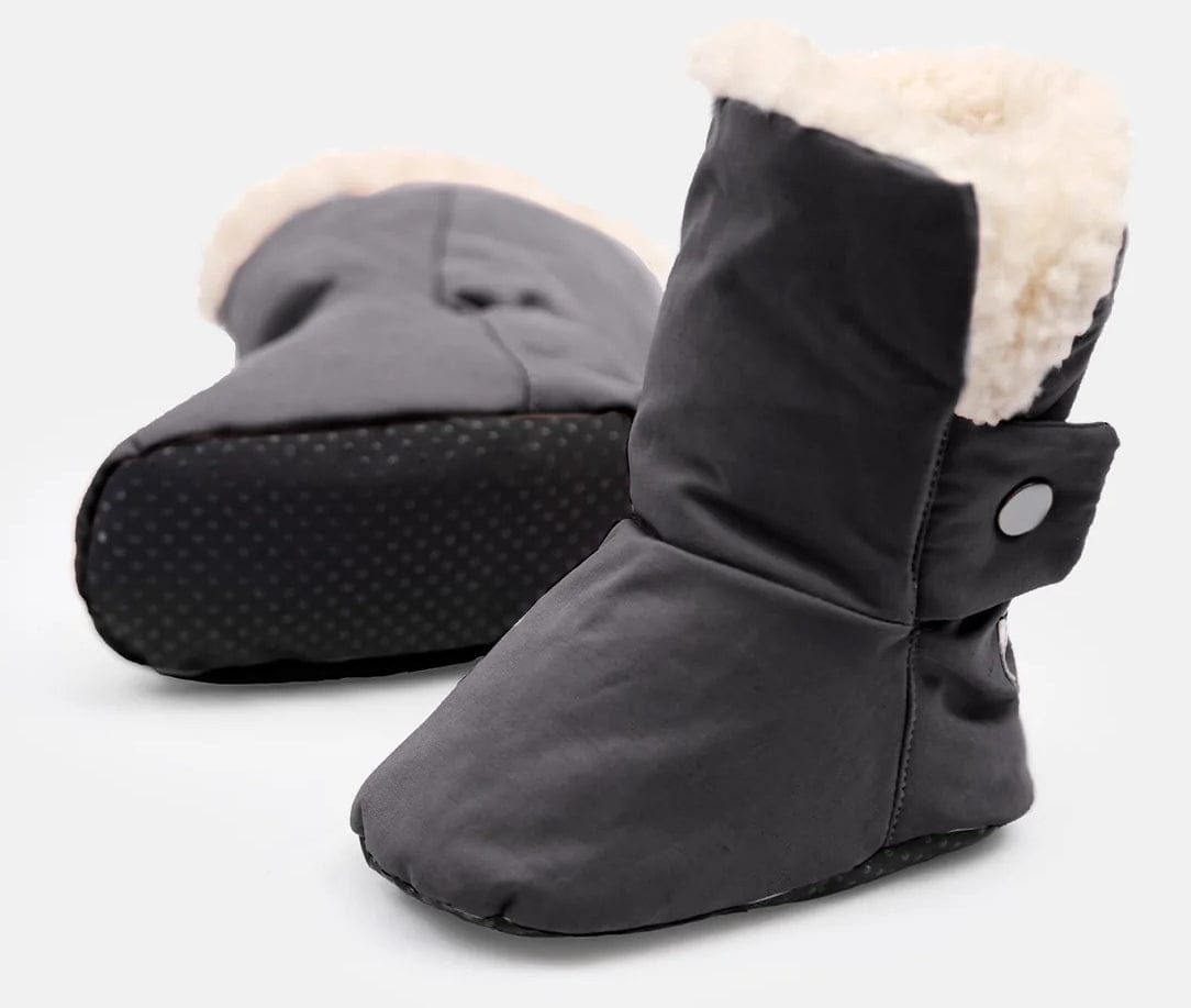 7 A.M. Enfant Baby Booties - Benji - Smokey, 12-24M - BT80-F3-SMK
