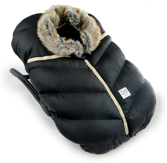 7 A.M. Enfant Cocoon Car Seat Cover - Black Faux Fur - csc-bkf