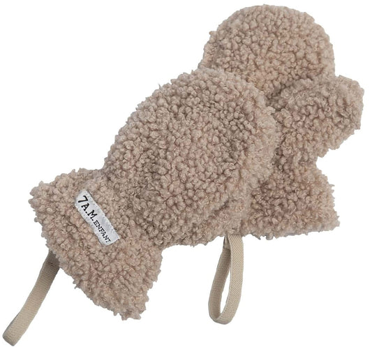 7 A.M. Enfant The Cub Mitten & Hat Set - Teddy - Oatmeal Teddy (0-6m) - MTCH901-TEDO