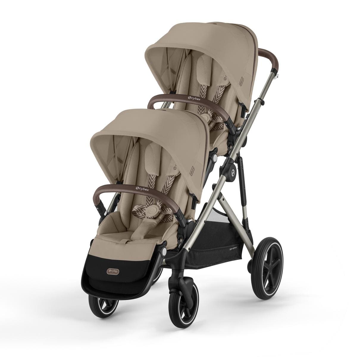 Cybex Gazelle S 2 Double Stroller Bundle - Taupe Frame / Almond Beige