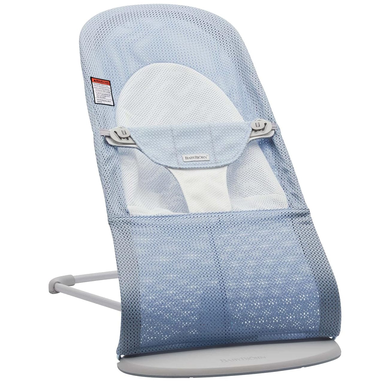BabyBjörn Bouncer Balance Soft, Light Gray Frame Mesh Sky Blue/Grey - 005143US