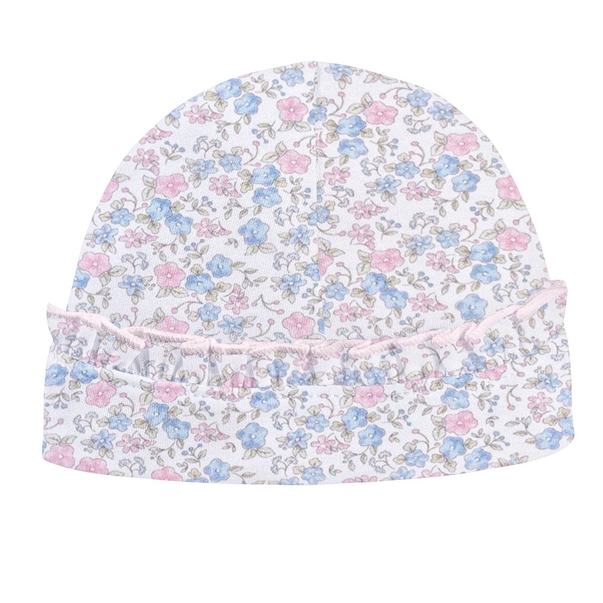 Baby Club Chic floral print baby hat with ruffled trim
