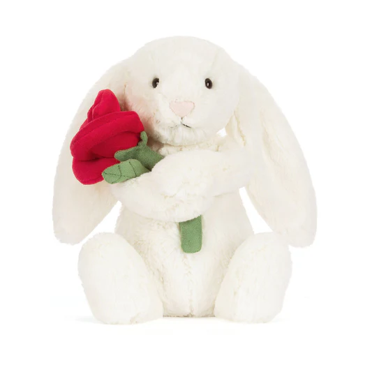 Jellycat Cream Bunny with Rose - BB6ROSE