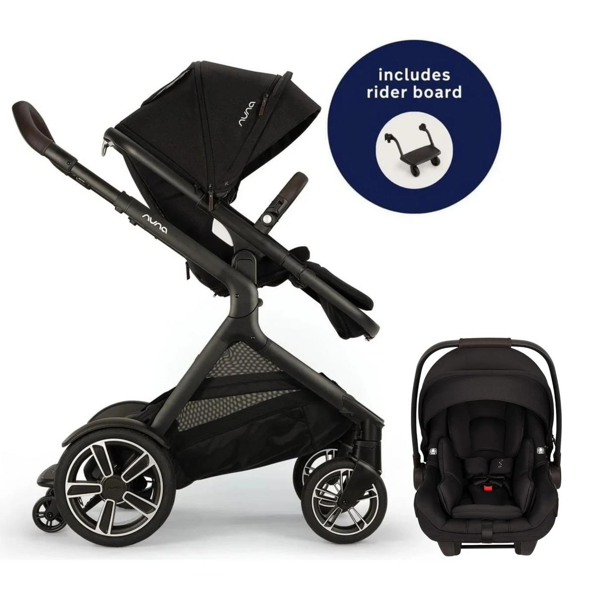 Nuna DEMI next Stroller + PIPA Aire RX Travel System Bundle - Caviar / Chocolate
