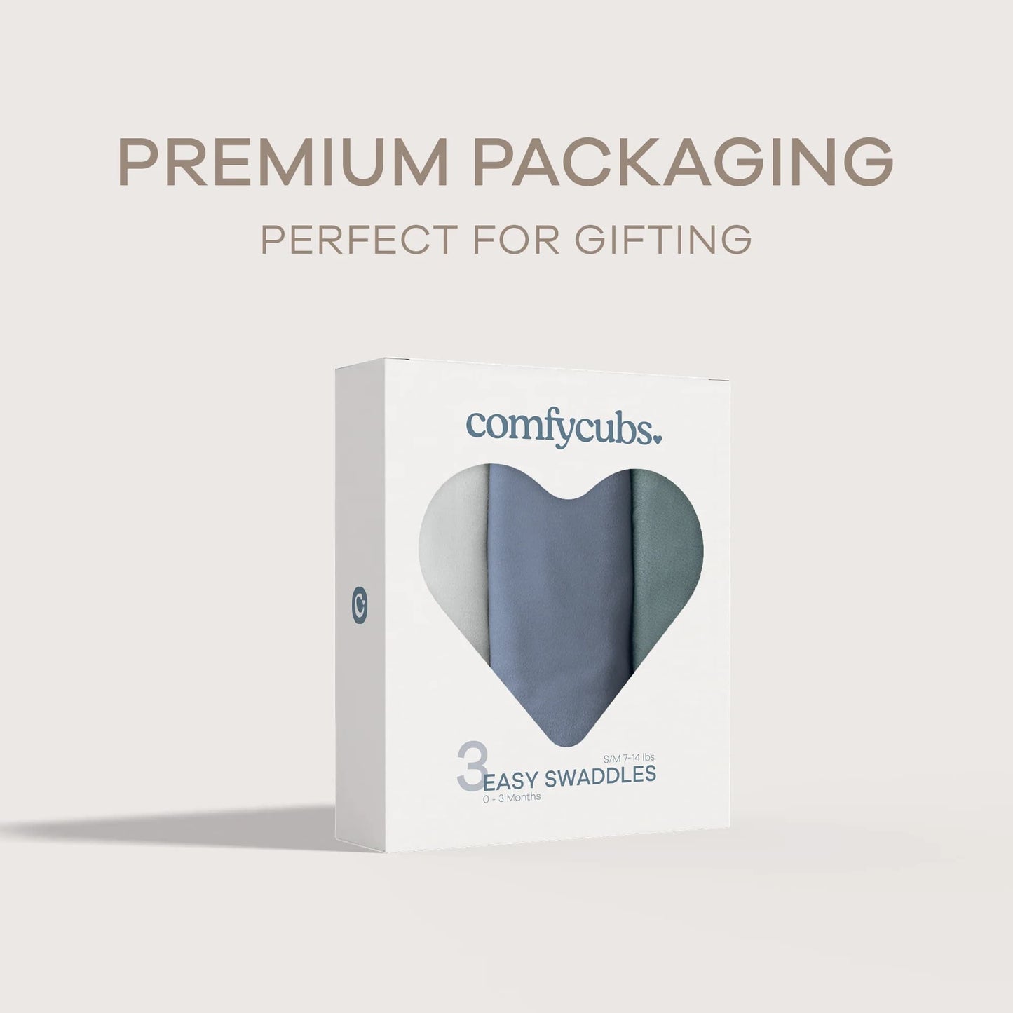 Comfy Cubs Easy Swaddle Blankets 3-Pack - Stone/Nomadic Blue/Azul