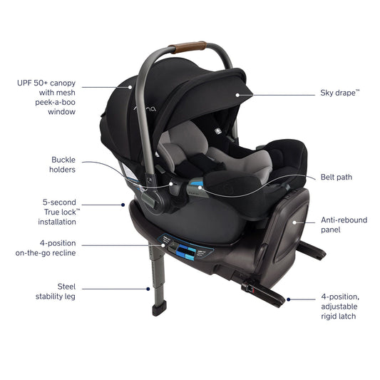 Nuna PIPA RX Infant Car Seat + RELX Base with Load Leg - Caviar