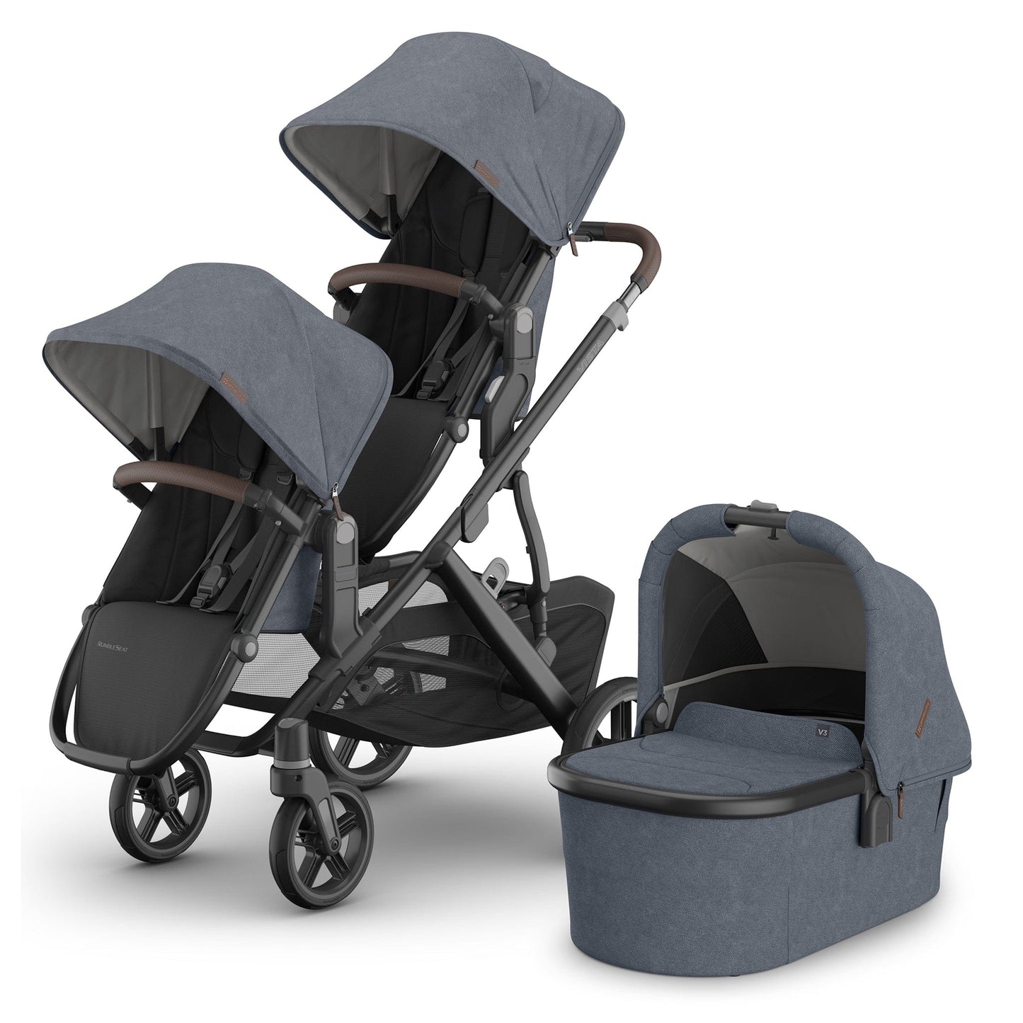 UPPAbaby Vista V3 Double Stroller with RumbleSeat V3 + Bassinet Bundle - Julian - DBL-V3-BAS-0303-VSO-NA-JUL